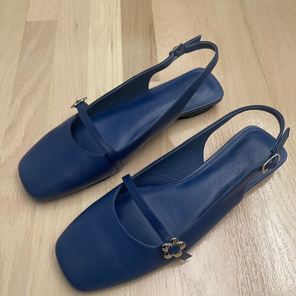 Lisa Says Gah Navy Square Toe Slingback Mary Jane Flats Size 9 Never Worn ✨ - Picture 2 of 3